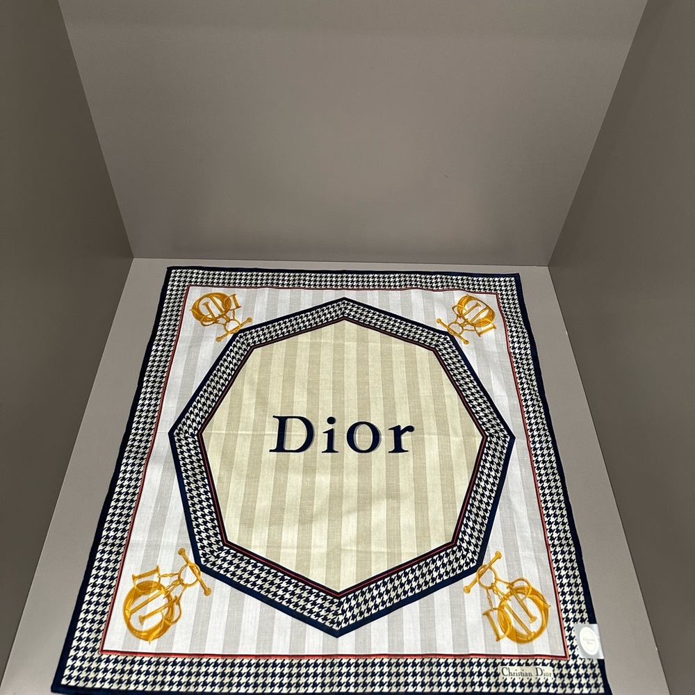 Christian Dior Vinitage Rare Square Small Scarf in Houndstooth